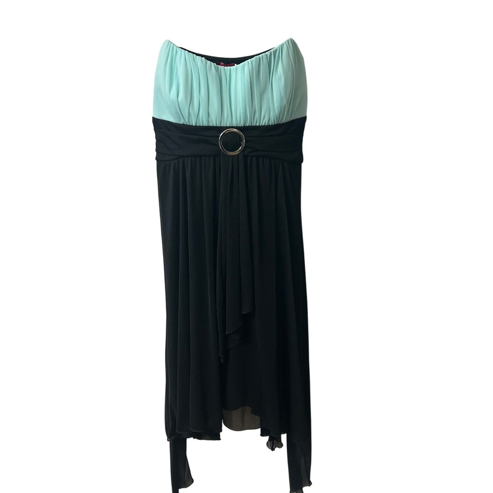 Ruby Rox Party Dress Strapless Black Aqua‎ Cocktail Dress XL